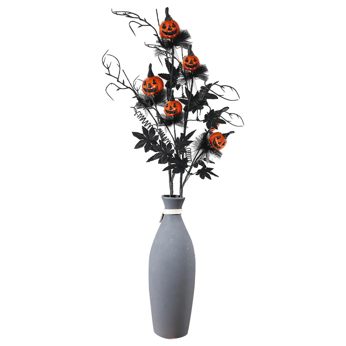 Ramo de flores de Halloween 2025 con cabeza de calabaza aterradora negra para mesa de comedor, chimenea, decoración para fiestas en el hogar
