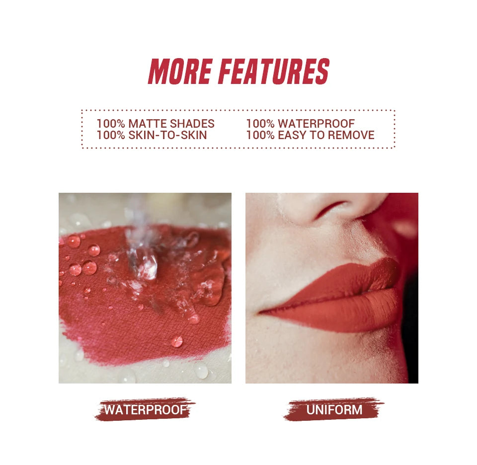 CHARMACY 8 Colors Lip Gloss Lasting Waterproof Velvet Moisturizing Liquid Lipstick Professional Non-stick Cup Lip Glaze Makeup