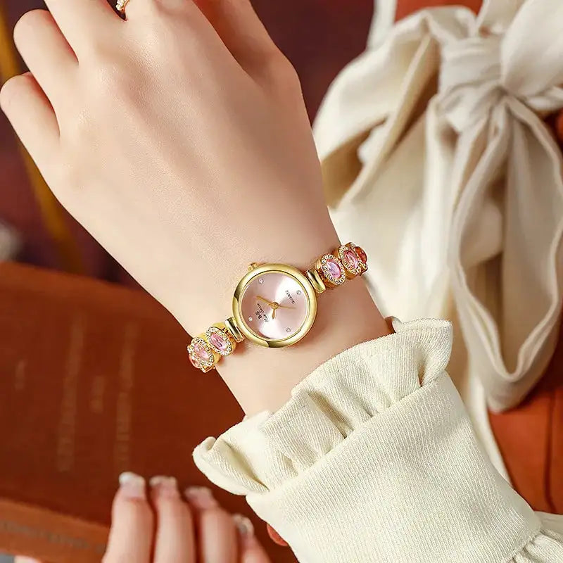 Famous Brand Women's Quartz Watches Luxury Green Gemstone Bracelet Watch Gift Female Wristwatch Dropshipping Relojes Para Mujer - Lootquake