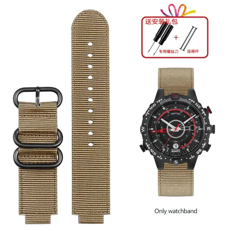 For TIMEX Tide Canvas Convex Strap Male Compass Bracelet T2N721 T2N720 TW2T76500 TW2T76300 Nylon Watchband 24*16MM Wristband - Lootquake