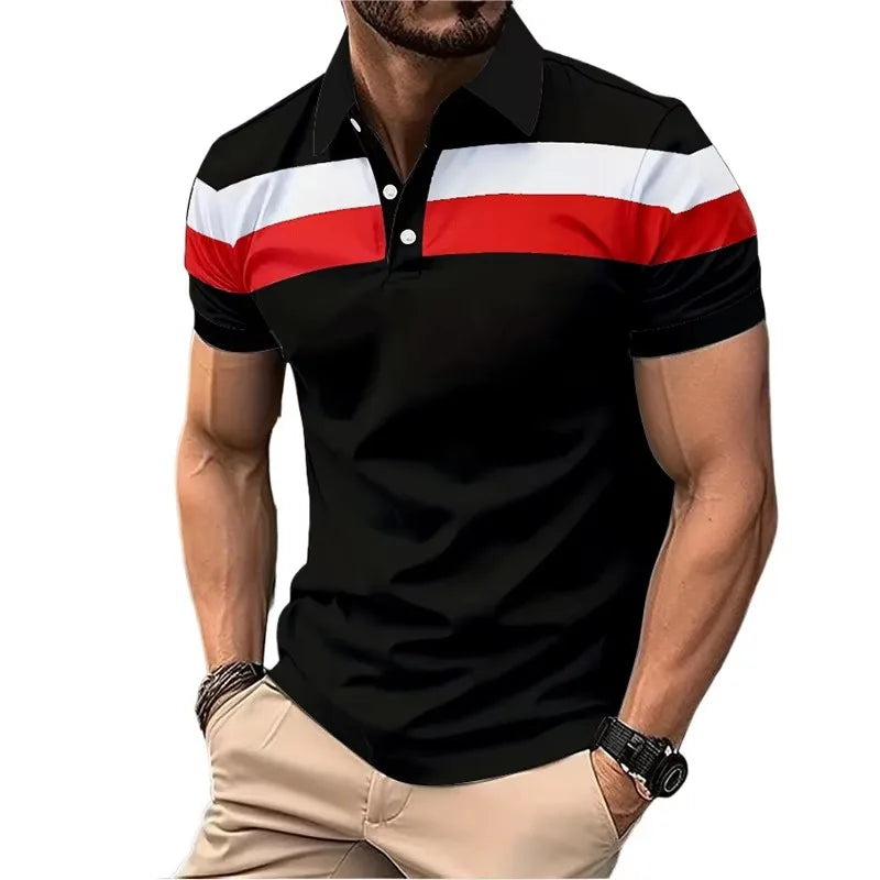 Summer Men's Short Sleeve Polo Shirts Splice Breathable Lightweight T Shirts Mens Outdoor Sweatwear Turn Down Mens Shirts - Lootquake