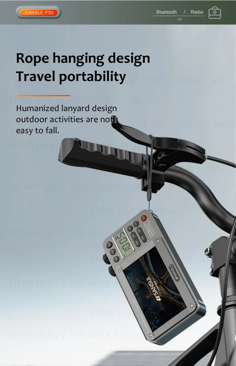 Enceintes Bluetooth sans fil SANSUI, radio pleine bande, lecteur vidéo LED HD, baladeur MP4 portable, batterie rechargeable intégrée
