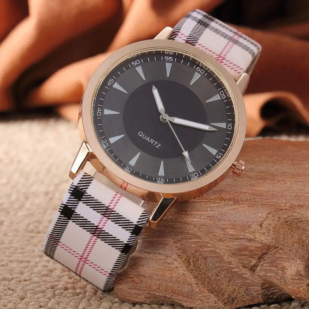 Women's Luxury Quartz Watch, Plaid Clock, Rose Gold Dial Dress, Casual Wristwatch, New Brand, Fashion - Lootquake