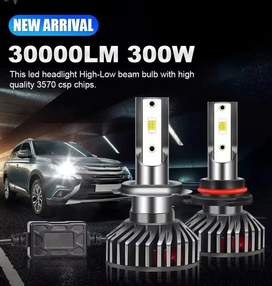 HLXG H7 H4 LED Headlight 12PCS 5570 CSP Chip 300W Auto LED Headlamp H8 H9 H11 H1 9005 9006 HB3 HB4 4300K 6K 8K Fog Lamp 12V - Lootquake