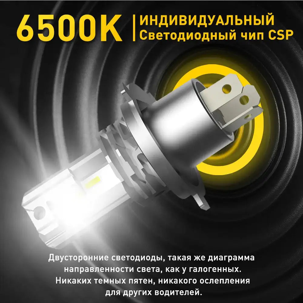AUXITO 1/2X H4 LED Canbus Headlights 12V 9003 HB2 Hi/Lo Beam Motorcycle Headlamp Fanless H4 LED Bulb for Lada Honda Toyota Ford - Lootquake