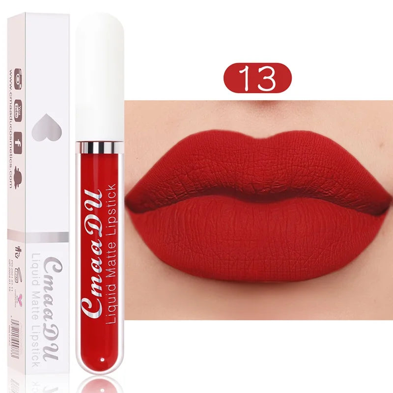 Rouge à lèvres liquide mat velours sexy longue tenue, maquillage pour les lèvres, beauté féminine, rouge, antiadhésif, résistant à l'eau