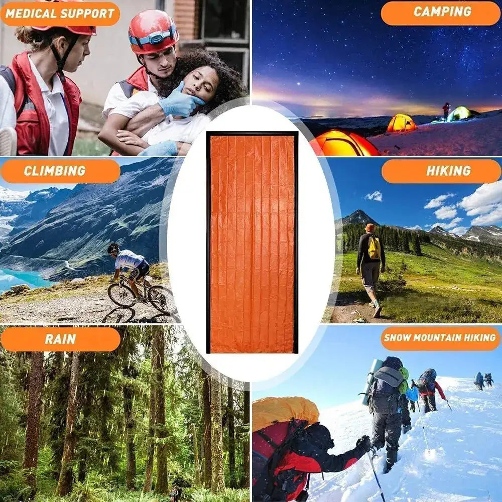 Emergency Sleeping Bag Ultra Waterproof Mylar Thermal Blankets Lightweight Survival Sleeping Bag Keep Warm for Camping Hiking - Lootquake