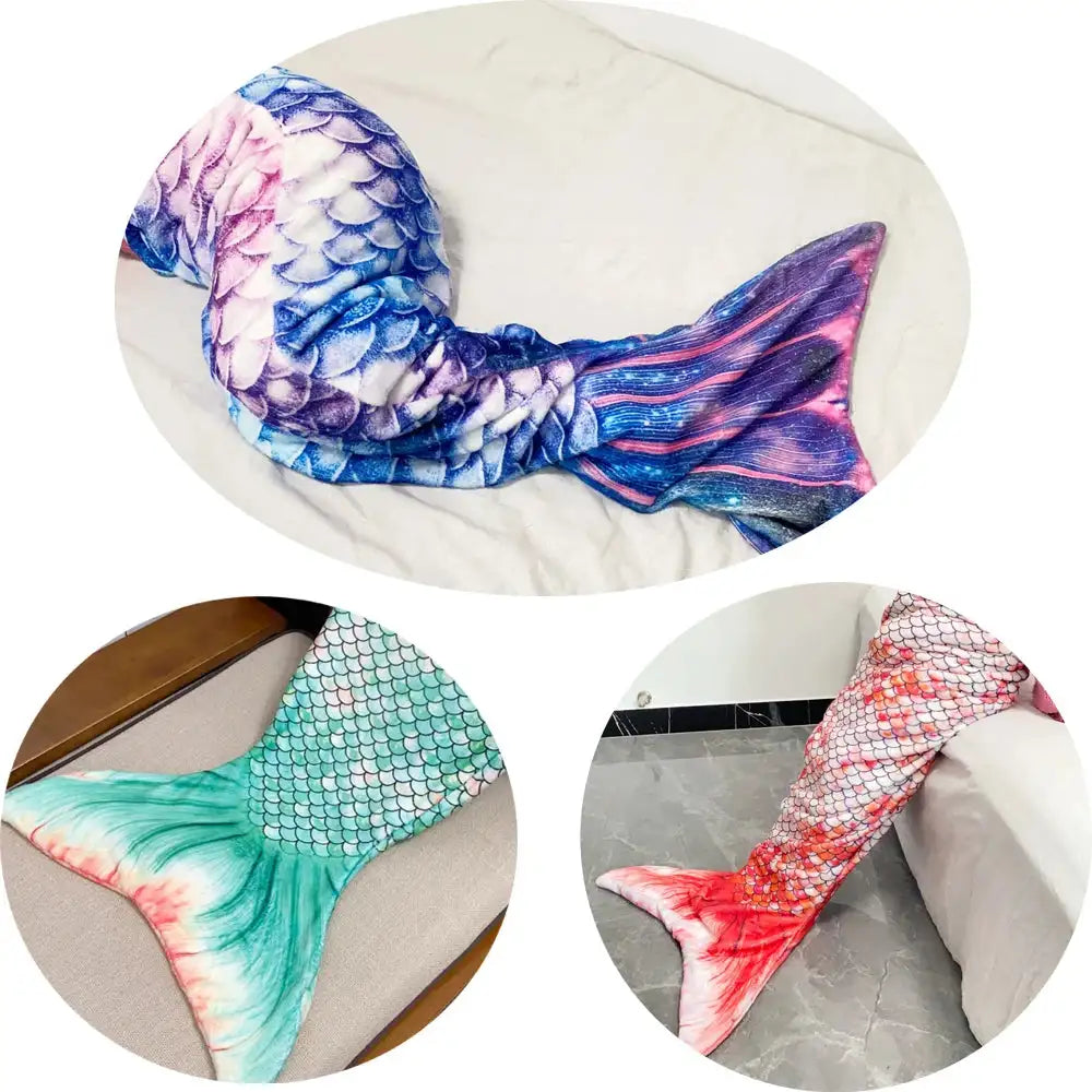 Mermaid Blanket Sleeping Bag Anti Kick Flannel Quilt Soft Fabric High Color Fastness Children Birthday Gift Fish Tail - Lootquake