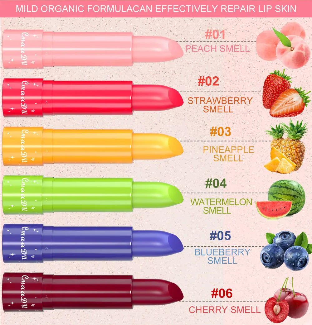 Rouge à lèvres aux couleurs changeantes et aux saveurs fruitées. Hydrate la peau des lèvres sans dessécher. Rouge à lèvres aux couleurs changeantes et aux saveurs fruitées.