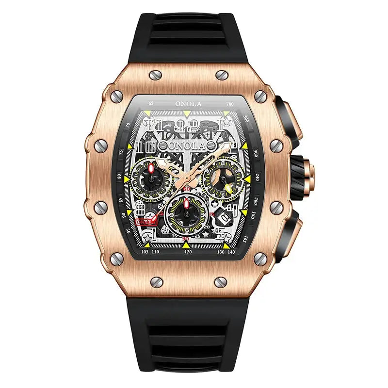 Fashion Men's Watch ONOLA Unique Design Multi-functional Automatic Mechanical Watches Men's Tape Waterproof Wristwatch - Lootquake