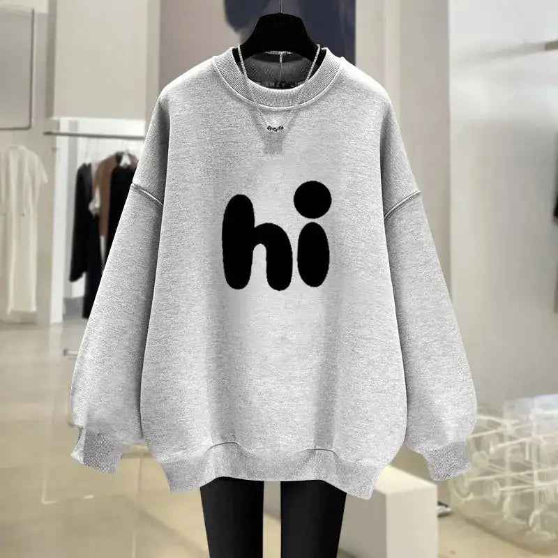 Autumn Fashion Loose O-neck Hoodies Women Clothing Vintage Chic Pullovers Letter Printed Pure Cotton Sweatshirts - Lootquake