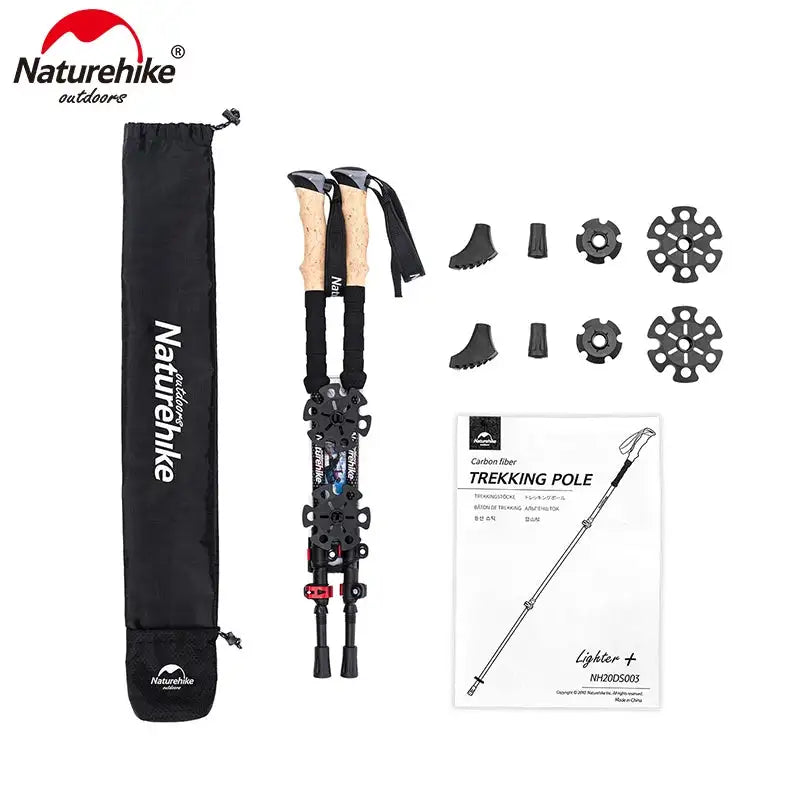 Naturehike Trekking Poles 2pcs Carbon Fiber Collapsible Telescopic Sticks Lightweight Walking Hiking Stick Climbing Stick - Lootquake