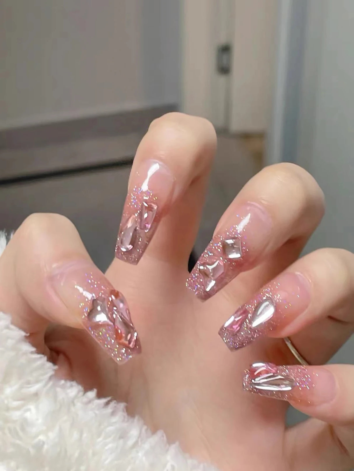 Esmalte de uñas en gel MIANEL12ML de alto brillo con purpurina fina en polvo, color blanco lechoso, nuevo estilo que combina con todo.