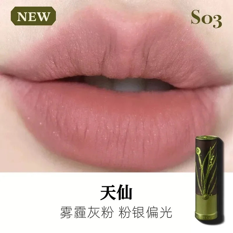 Lápiz labial Girlcult Herbal Compendium, mate, aterciopelado, arcilla verde brillante, brillo labial hidratante, duradero, sin pegamento.