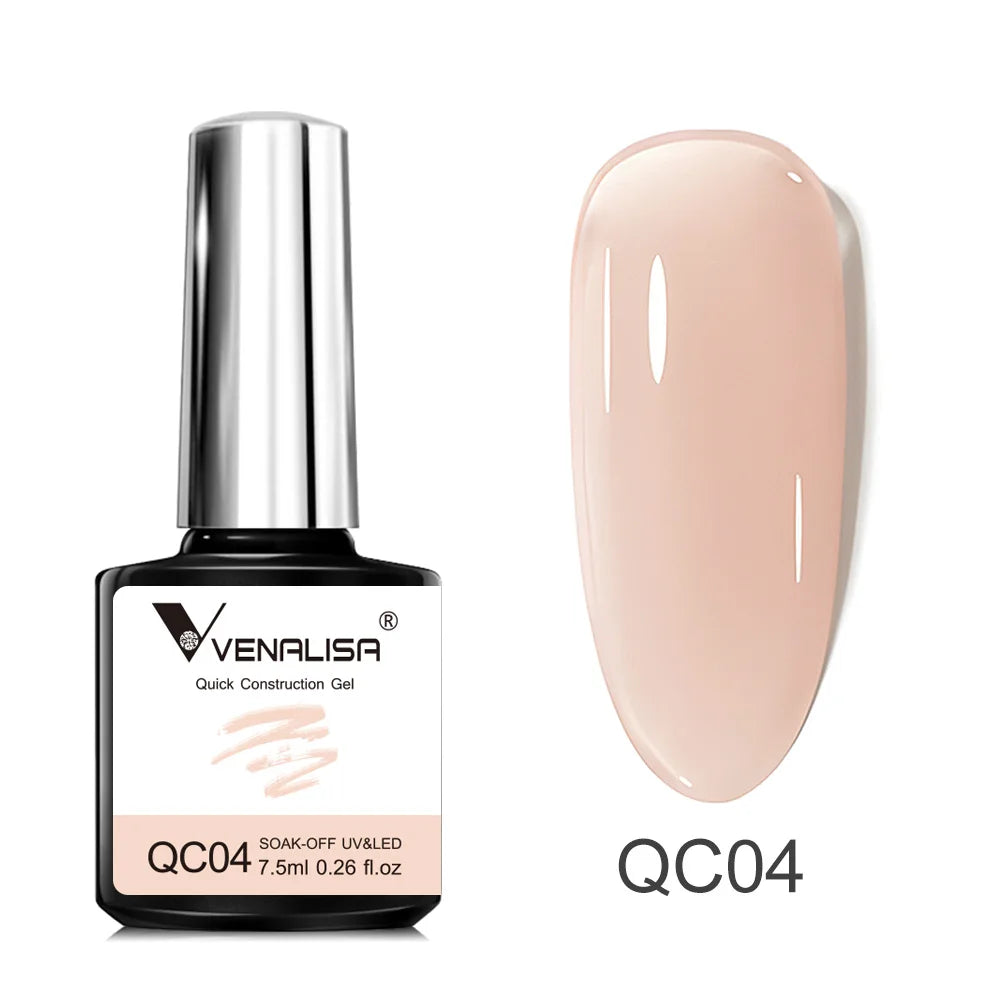 VENALISA - Gel de construcción rápida de 7,5 ml, semitransparente, gel fortalecedor para uñas, secado rápido, UV LED, color nude, rosa