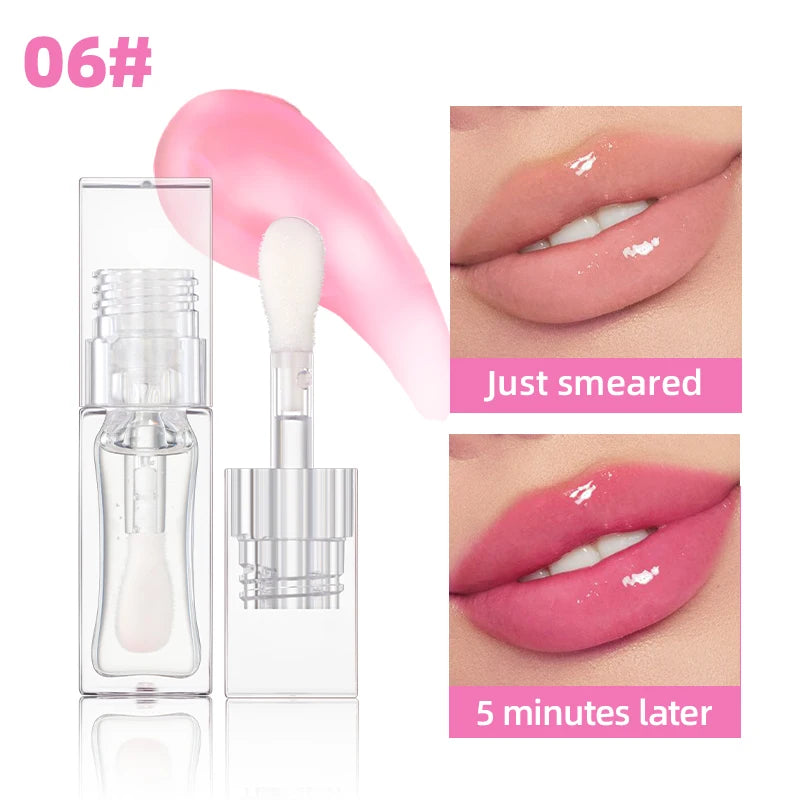 QIBEST - Bálsamo labial mágico con cambio de color cálido, brillo labial transparente, hidratante, brillo labial brillante, cosméticos para labios