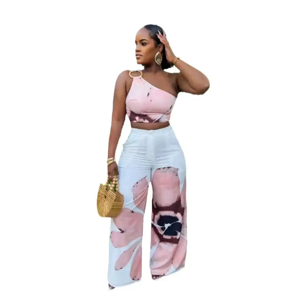 2 Piece Women Sets 2024 New Arrival Summer Autumn Matching Printing Two Pieces Sets Sleeveless Top And Pants Suits Outfits - Lootquake