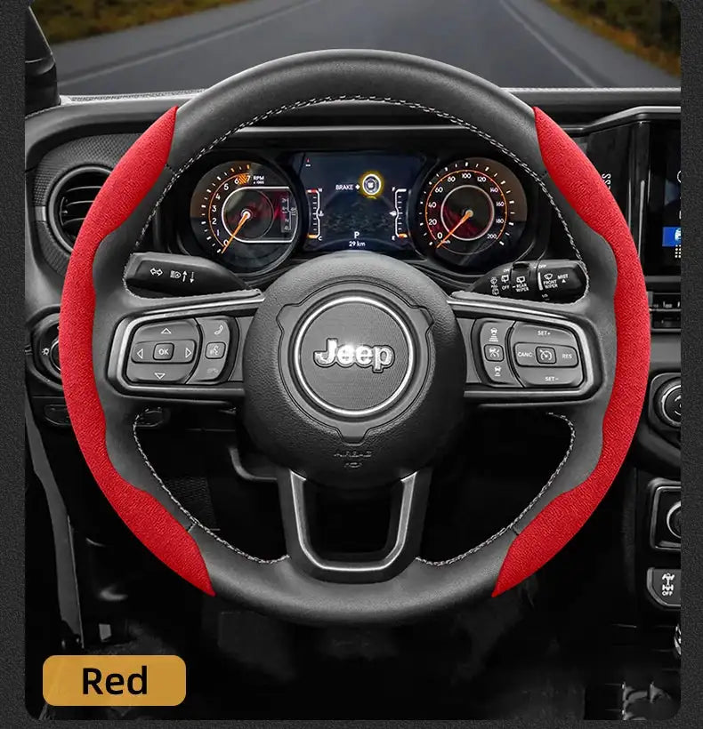 For Jeep Suede Snap-on Steering Wheel Cover Fit Renegade Compass Wrangler Jk Jl Grand Cherokee Wk2 Accessories Wj Portachiavi - Lootquake
