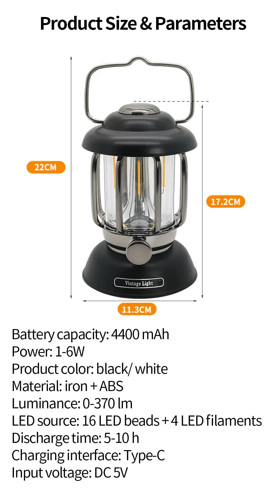 Outdoor Camping Lantern Portable USB Rechargeable Lamp Retro LED Light For Emergency Fishing Hiking Tent Nightlight Waterproof - Lootquake