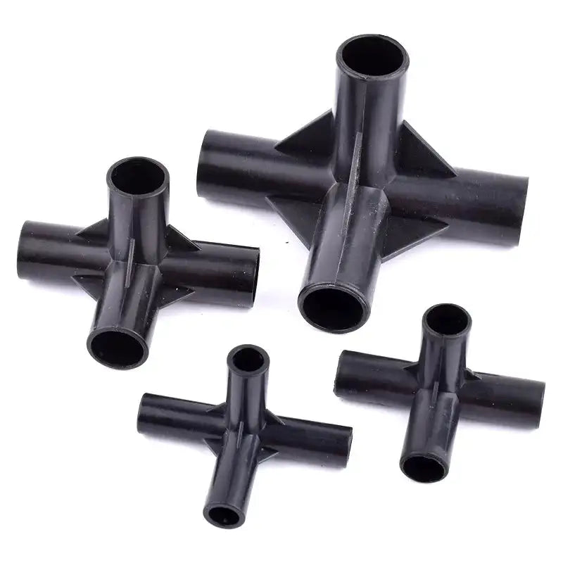 8/12/16/19mm Black PVC Pipe Fittings 4-way Connector Tent Wardrobe Fixed Fittings Plants Support Joint, DIY Shelf Tube Fittings - Lootquake