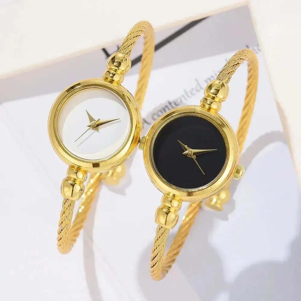 2PCS Fashion Luxury Women's Watch Gold Fine Strap Ladies Watch For Bracelet Montre Femme Female Wrist Watch Women Clock Relojes - Lootquake