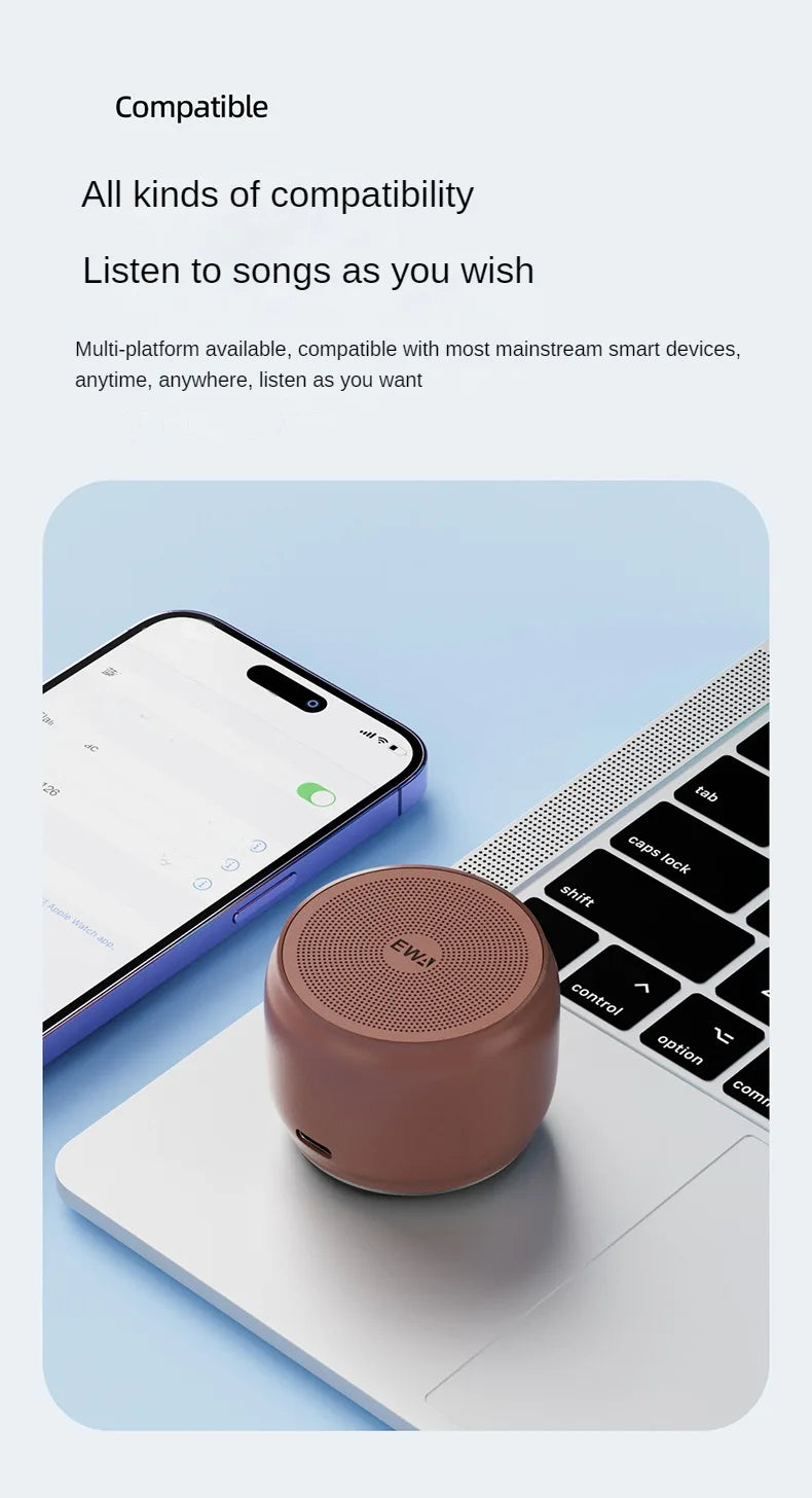 Mini enceinte Bluetooth EWA A126, portable, en alliage d'aluminium, basses puissantes, haute qualité sonore, grand volume, pour l'intérieur et l'extérieur