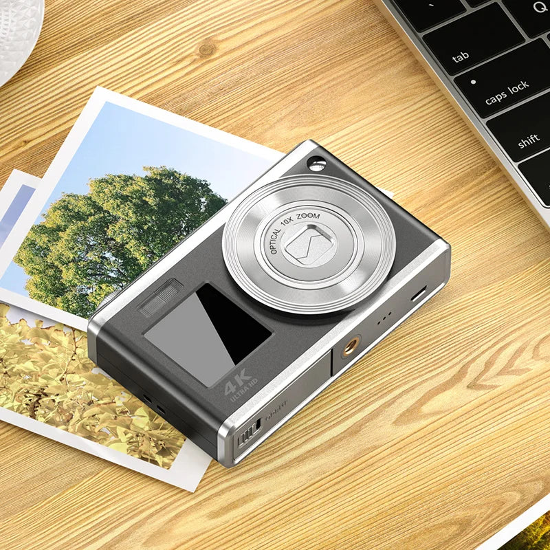 Appareil photo numérique 4K HD à objectif télescopique, double écran haute définition, zoom optique 16x, étanche, pour selfies, beauté, maison