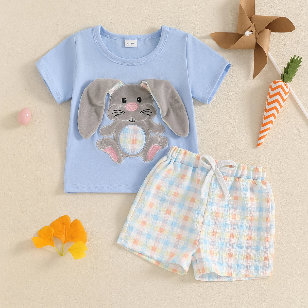 ma&baby 6M-4Y Easter Toddler Kid Baby Boys Clothes Sets Summer Outfits Bunny Short Sleeves T-Shirt Plaid Shorts - Lootquake