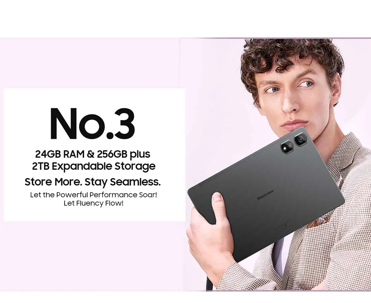 Tablette PC Blackview Tab 16 Pro 11'' FHD+ T616 Octa Core 24 Go (8+16) RAM 256 Go ROM 7700 mAh 4G Tablettes Android 14