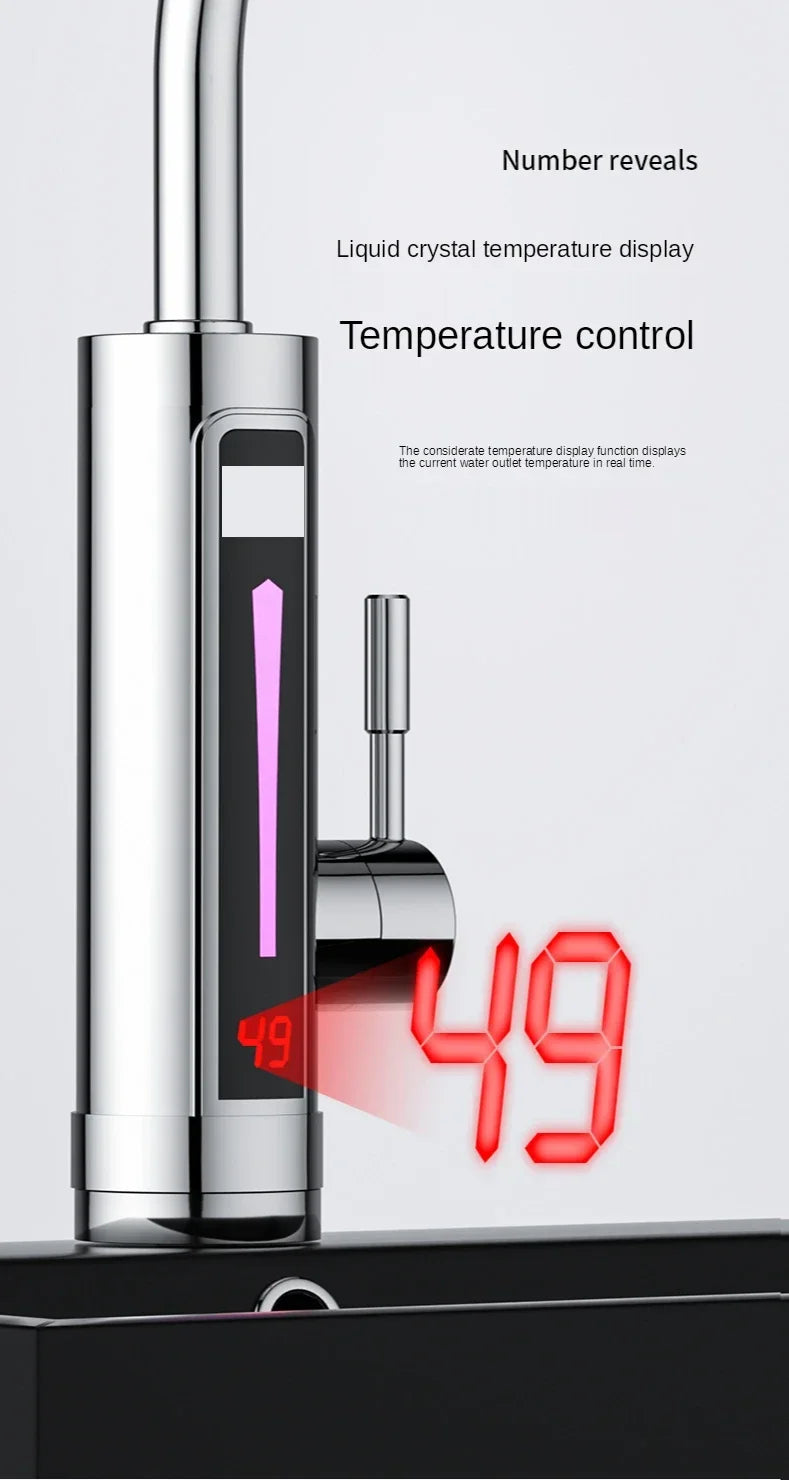 Robinet de cuisine électrique à chauffage instantané 3300 W, double usage, eau chaude et froide, sans réservoir, chauffage rapide avec affichage LED