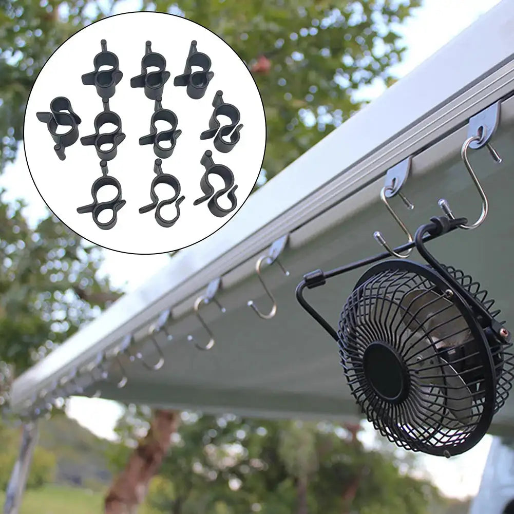 10 Pcs Camping Awning Hooks Clips RV Tent Hangers Light Hanger For Caravan Camper Multi Use RV Traveling Tent Clip Light Hanger - Lootquake