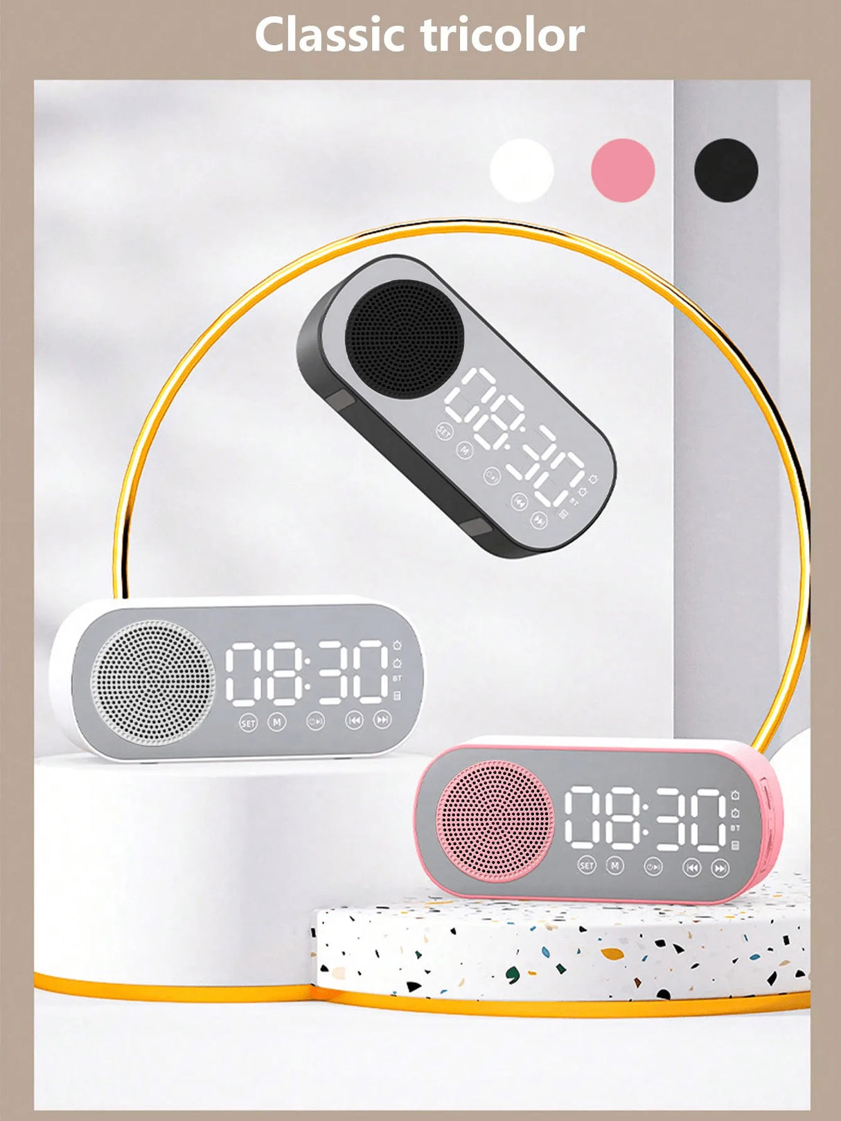 Enceinte Bluetooth sans fil, caisson de basses multifonction, mini réveil intelligent avec IA