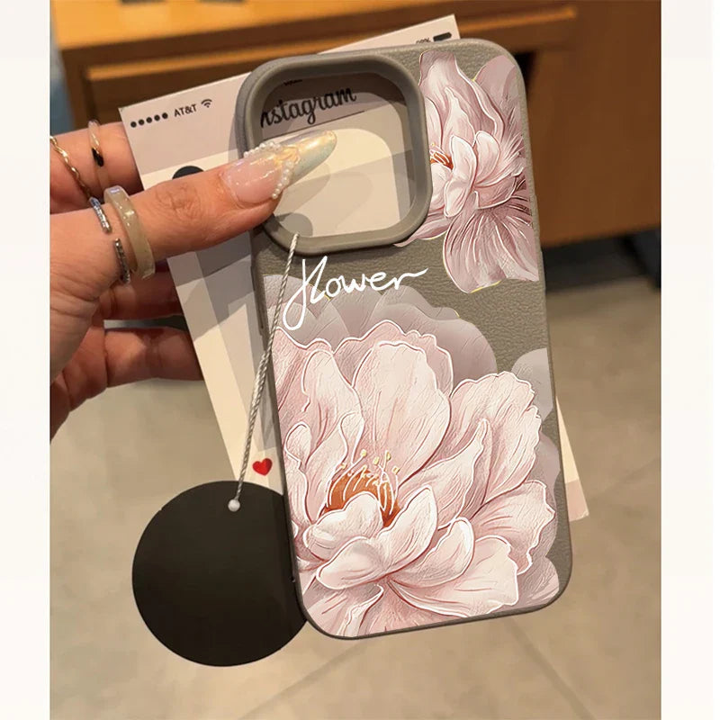 Funda para iPhone con diseño floral coreano