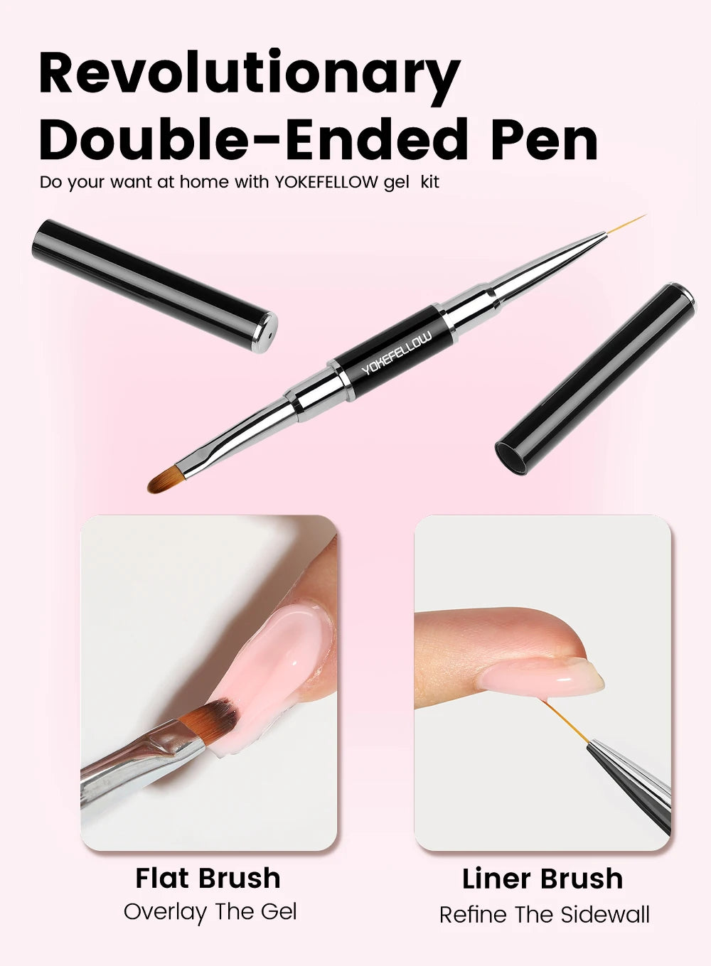 Esmalte de uñas en gel YOKEFELLOW de 15 g, color rosa nude, transparente, para construcción, extensión, remojo, UV LED, acrílico.