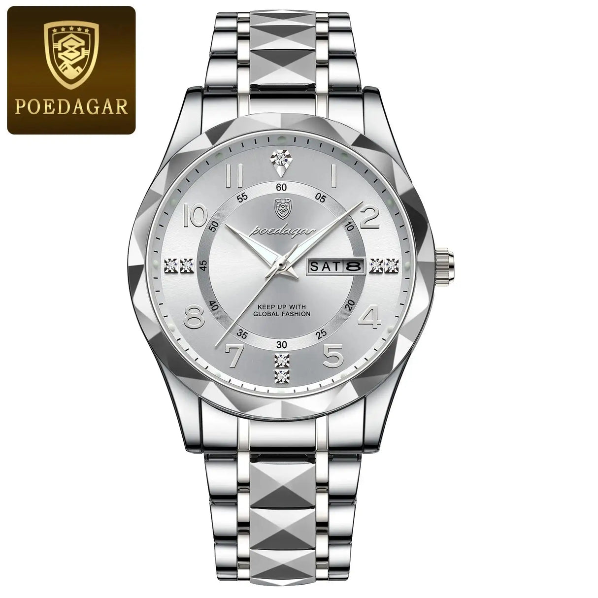POEDAGAR Luxury Business Men's Wristwatch Stainless Steel Date Week Man Watch Waterproof Luminous Fashion Quartz Watches For Men - Lootquake