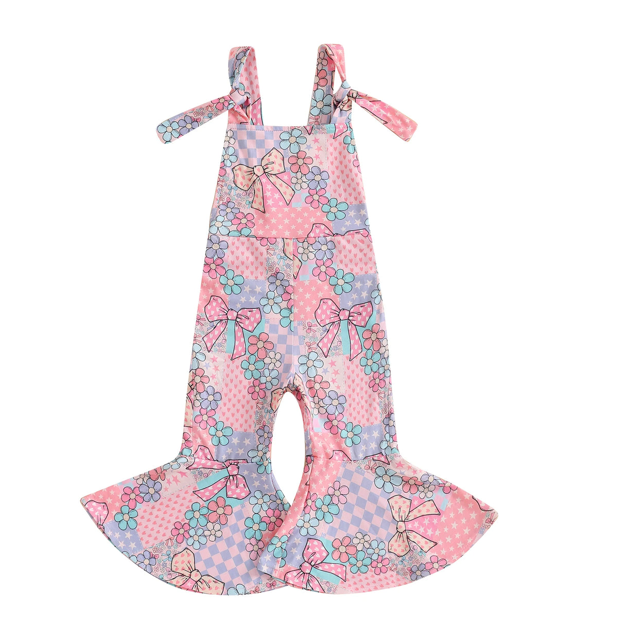 FOCUSNORM 0-4Y Lovely Little Girls Easter Rompers Pants 3 Style Sleeveless Floral Rabbit Print Jumpsuit Suspender Pants - Lootquake