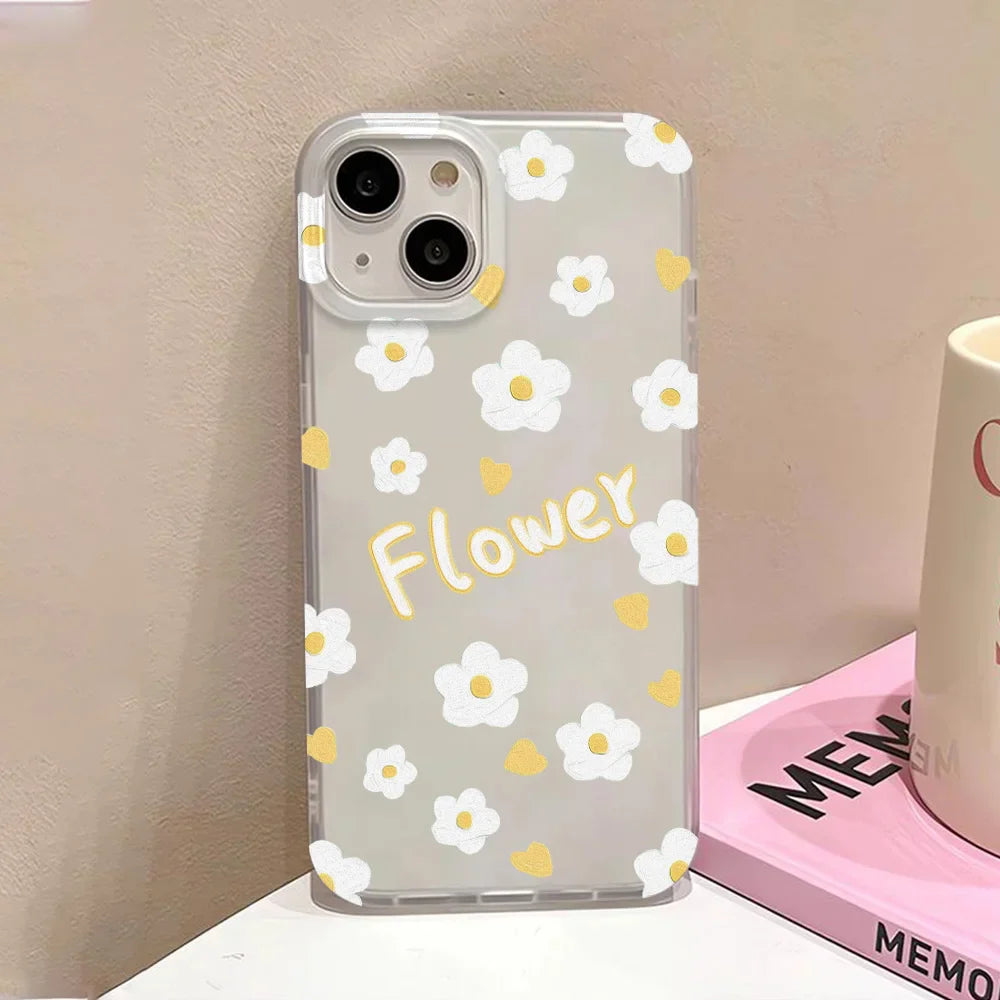 Funda de flores para iPhone, translúcida, fina y sedosa.
