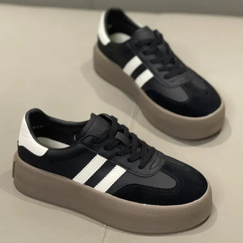 Sports shoes thick sole casual board shoes women 2024 new cowhide everything soft sole inside increase de training shoes - Lootquake