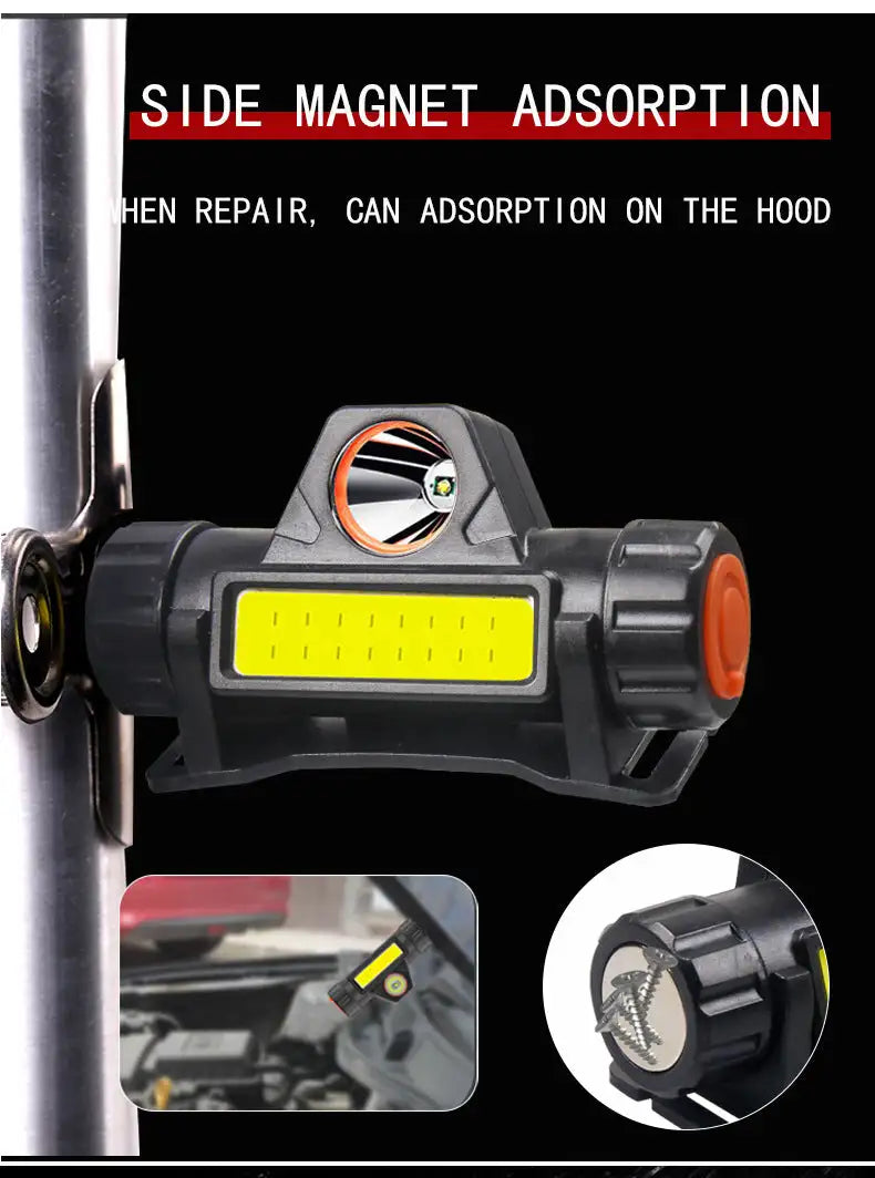 1-5PCS Portable Mini Powerful LED Headlamp XPE+COB USB Rechargeable Hunting Headlight Waterproof Head Torch with Tail Magnetic - Lootquake