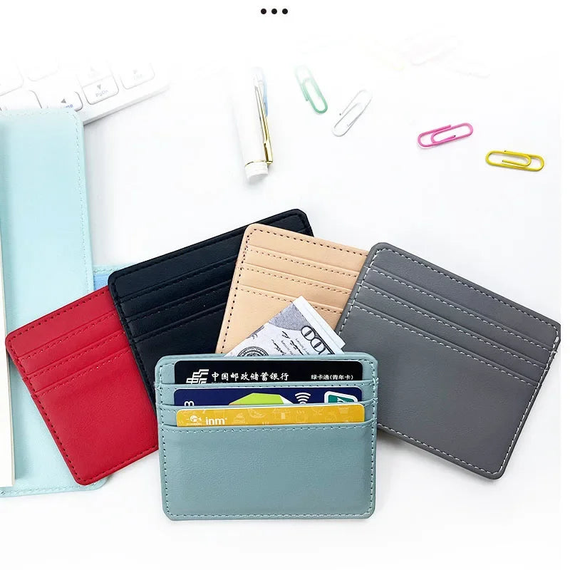 1PCS Man Purses Ultra Thin Mini Business Bank Credit Card Holder Wallet Simple Black Women Small Coin Cards Cover Pouch Case Bag - Lootquake