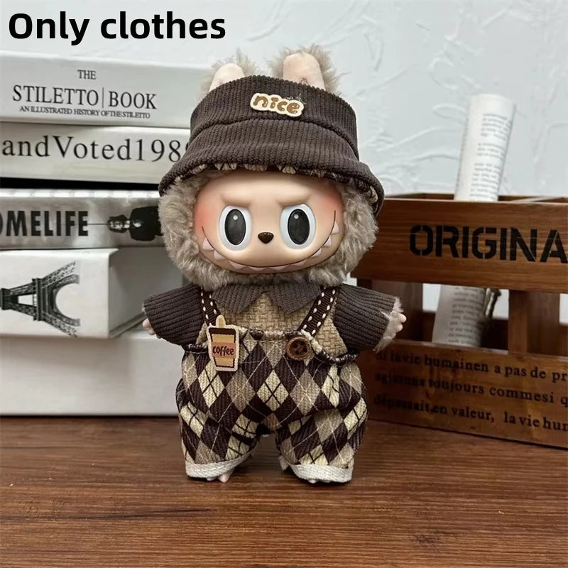 Vêtements de poupée LABUBU 17 cm, accessoires pour Labubu V1 V2, salopette rayée, chapeaux, lunettes, chaussures, vêtements cool et élégants, cadeau