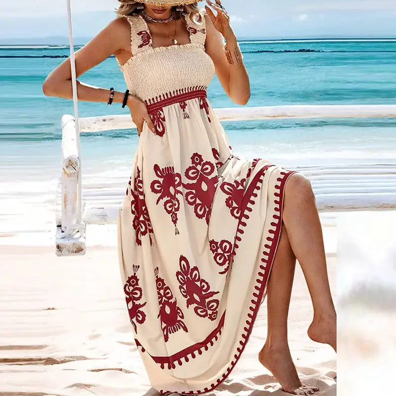 Summer Holiday Dress Women Casual Sleeveless A-Line Party Long Dress Boho Casual Sleeveless Party Dress 2024 - Lootquake