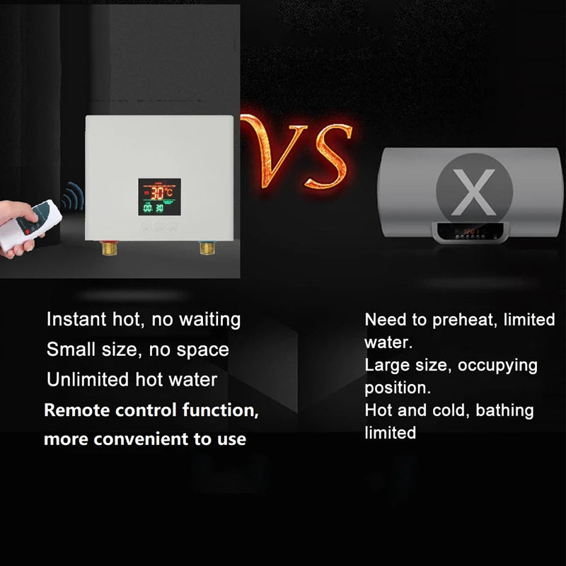 Chauffe-eau instantané 110 V 220 V pour cuisine et salle de bain, montage mural, électrique, affichage LCD de la température, avec télécommande