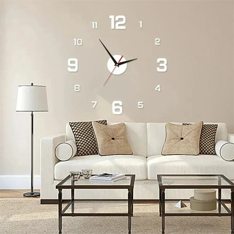 New 3D Acrylic Mirror Wall Clock Sticker for 40CM Fashion DIY Quartz Clocks Watch Home Decoration Living Room Stickers - Lootquake
