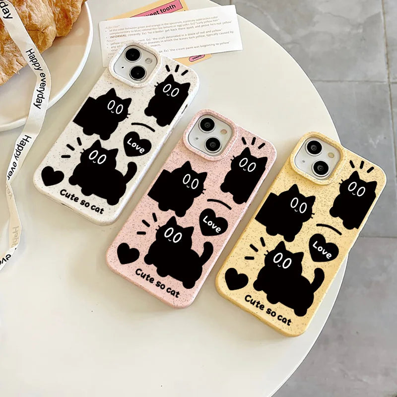 Funda para teléfono con dibujo de gato negro