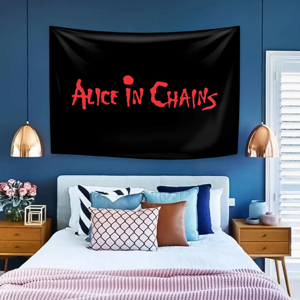 Tapisserie de groupe de rock A-Alice in Chains, décoration d'intérieur, esthétique, couvre-lit, tenture murale, tapis, revêtement de dortoir, tissu