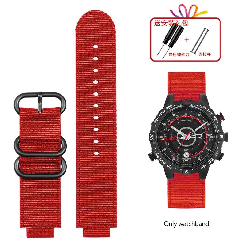 For TIMEX Tide Canvas Convex Strap Male Compass Bracelet T2N721 T2N720 TW2T76500 TW2T76300 Nylon Watchband 24*16MM Wristband - Lootquake