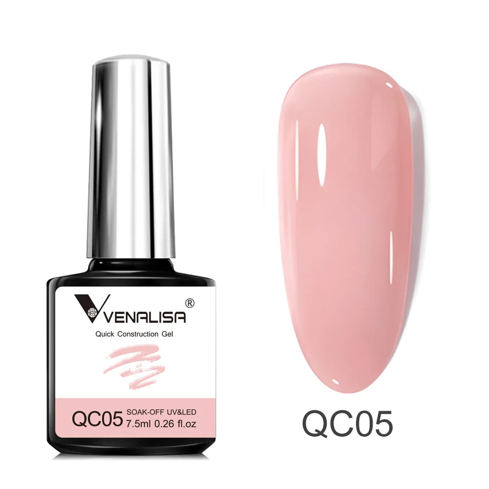 VENALISA - Gel de construcción rápida de 7,5 ml, semitransparente, gel fortalecedor para uñas, secado rápido, UV LED, color nude, rosa