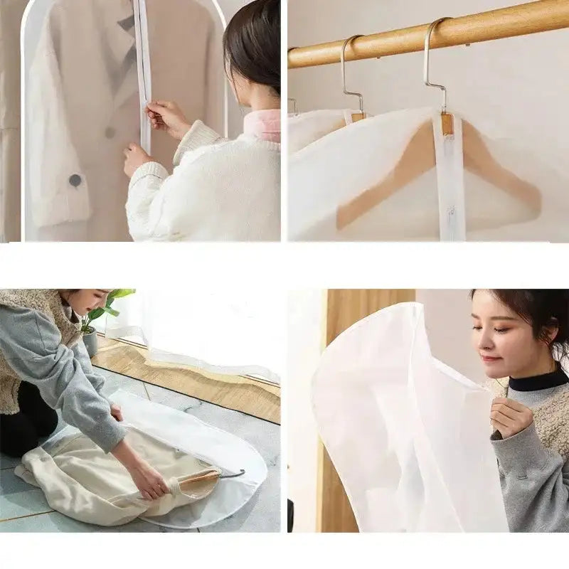 Dustproof Clothes Dust Cover Long Dress Suit Coat Dust Cover Closet Case Garment Storage Bag Clothes Wardrobes Hanging Organizer - Lootquake