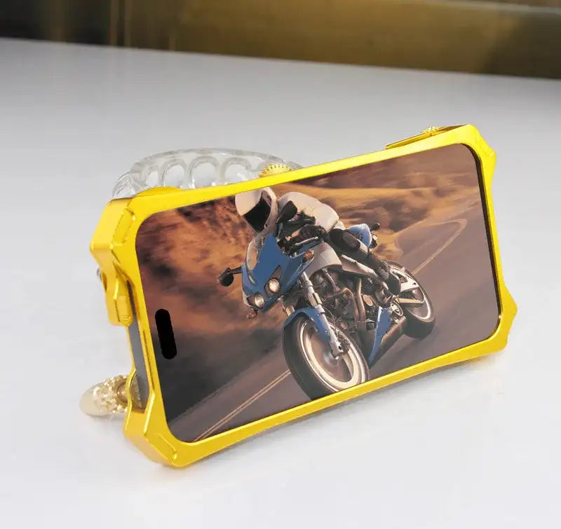 Metal Mechanical Gear Compass Shockproof Armor Phone Case For iPhone 14 13 12 11 15 Pro Max Skull Stand Heat Dissipation Cover - Lootquake